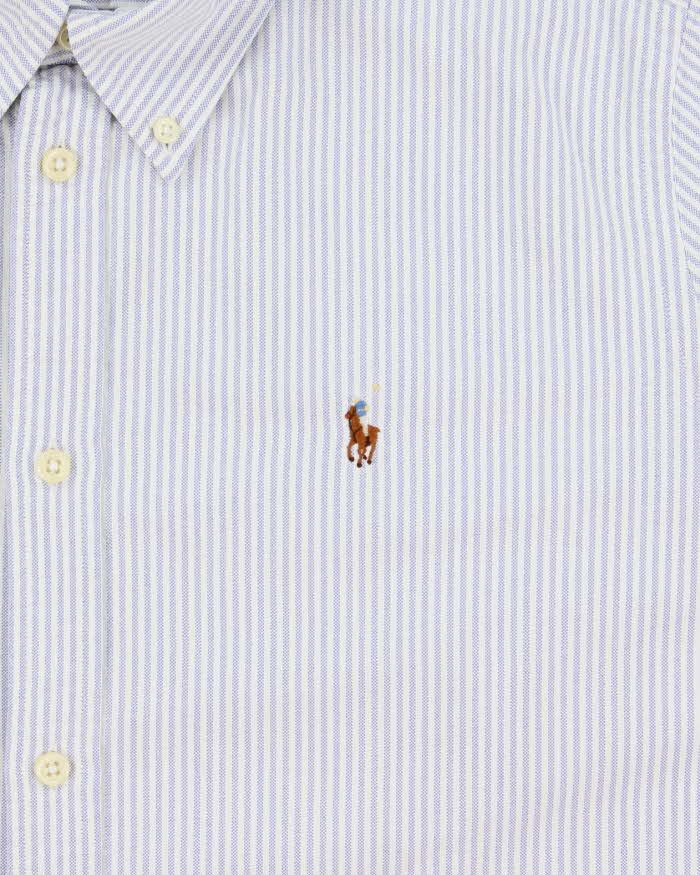 Vintage Ralph Lauren Women's Striped Oxford Short Sleeve Cuff Shirt - XL