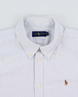Vintage Ralph Lauren Women's Striped Oxford Short Sleeve Cuff Shirt - XL