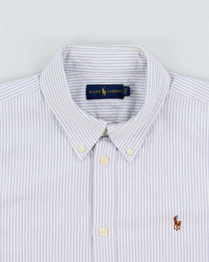Vintage Ralph Lauren Women's Striped Oxford Short Sleeve Cuff Shirt - XL