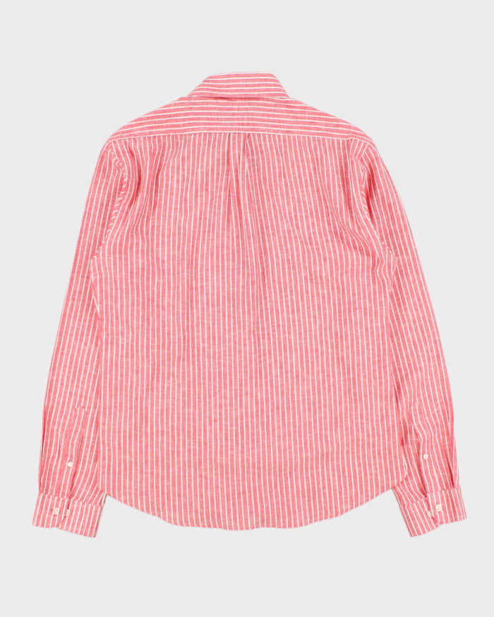 Vintage Polo Ralph Lauren Women's Striped Linen Classic Fit Long Sleeve Shirt - XL