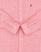 Vintage Polo Ralph Lauren Women's Striped Linen Classic Fit Long Sleeve Shirt - XL