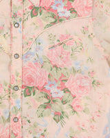 Vintage Y2K 00s Lauren Ralph Lauren LRL Pale Pink Floral Pearl Snap Button Long Sleeve Western Shirt - L