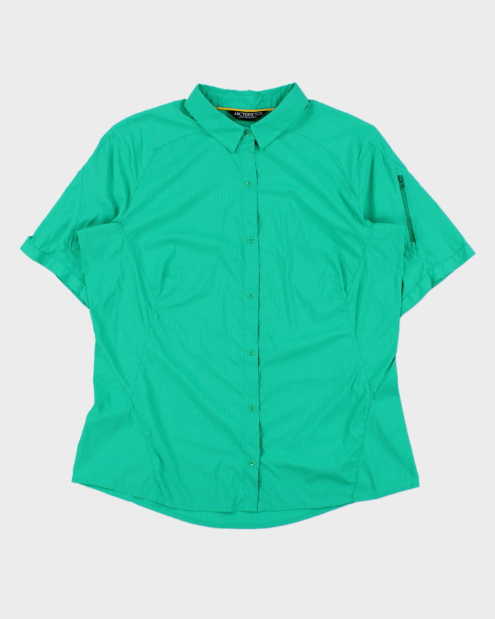 SS15 Arc'teryx Olia Spearmint Grid Women's Snap Button Short Sleeve Technical Shirt - XL