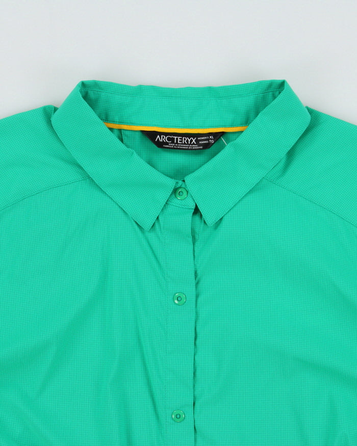 SS15 Arc'teryx Olia Spearmint Grid Women's Snap Button Short Sleeve Technical Shirt - XL