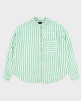 Vintage Nicole Miller Women's Ocean Wash Linen Relaxed Fit Long Sleeve Shirt - L