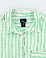 Vintage Nicole Miller Women's Ocean Wash Linen Relaxed Fit Long Sleeve Shirt - L