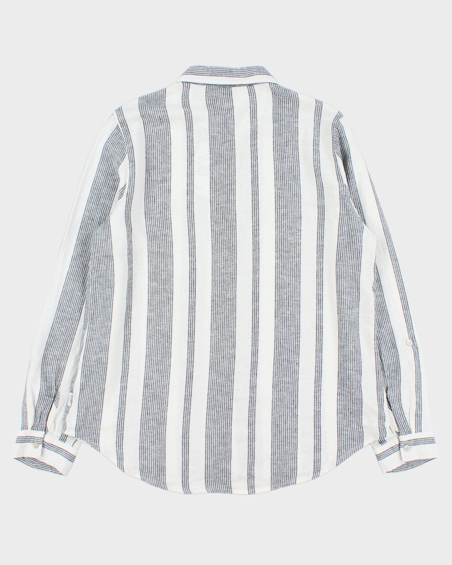 Vintage Orvis Women's Striped Linen Blend Long Sleeve Shirt - L