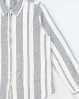 Vintage Orvis Women's Striped Linen Blend Long Sleeve Shirt - L