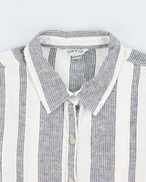 Vintage Orvis Women's Striped Linen Blend Long Sleeve Shirt - L