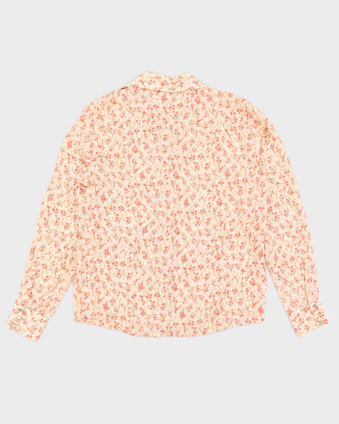Vintage Floral Cream & Pink Blouse - M