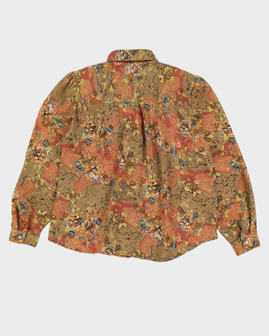 Vintage 90s Luk Yan Brown Floral Blouse - L