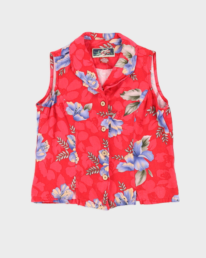 Pink Sleeveless Hawaiian Shirt - S
