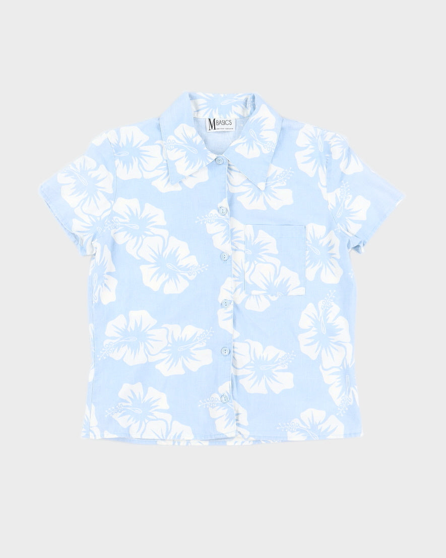 Vintage Blue Women's Hawaiian Shirt - S