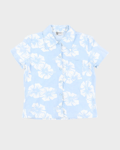Vintage Blue Women's Hawaiian Shirt - S