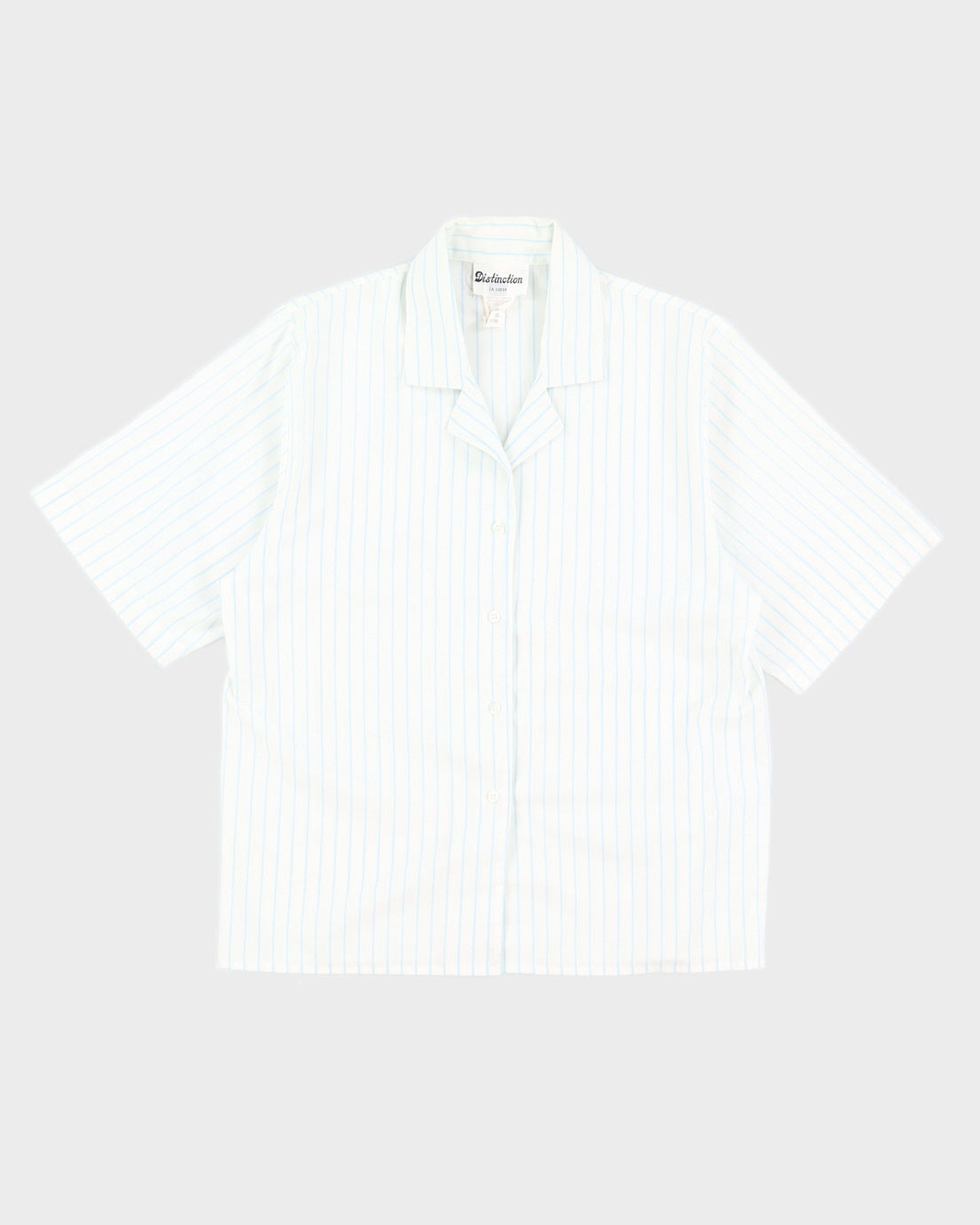 Vintage Blue and White Striped Boxy Shirt - S