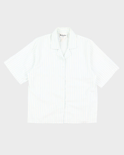 Vintage Blue and White Striped Boxy Shirt - S