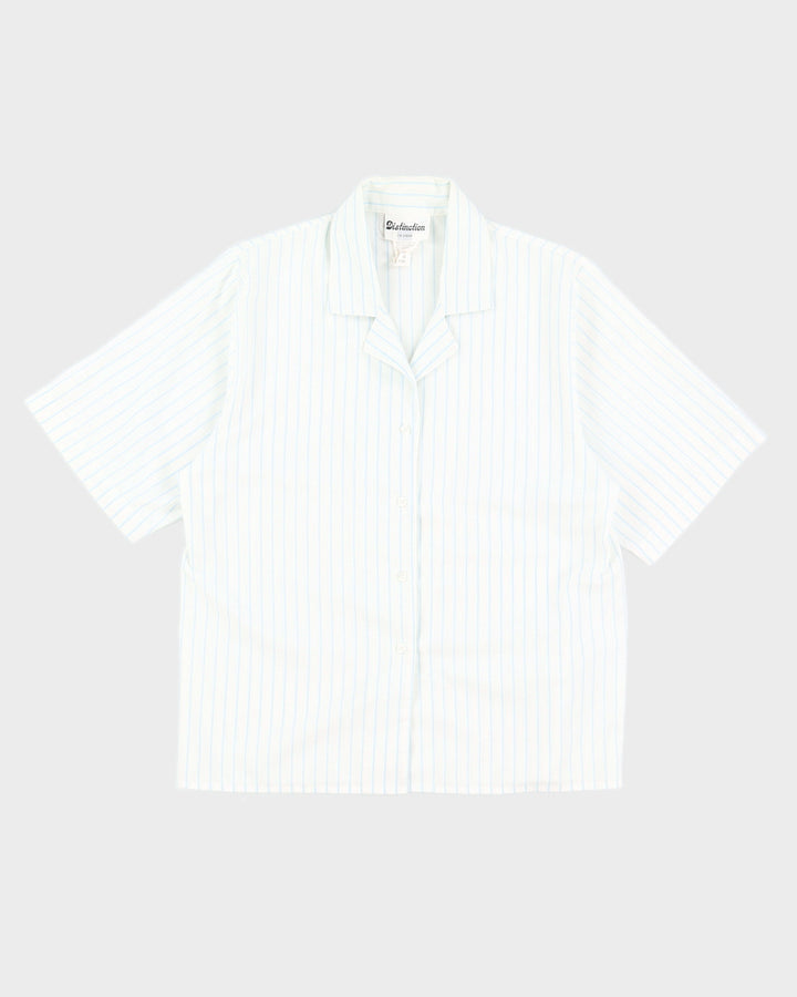 Vintage Blue and White Striped Boxy Shirt - S