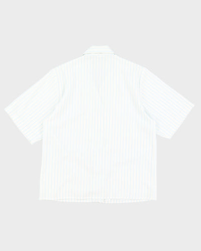 Vintage Blue and White Striped Boxy Shirt - S