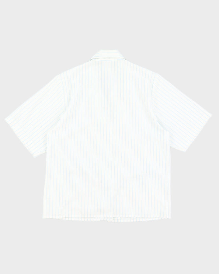 Vintage Blue and White Striped Boxy Shirt - S