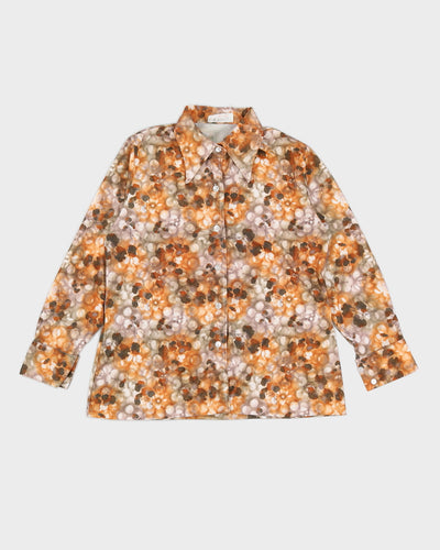 70s Patterned Dagger Collar Shirt - S