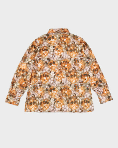 70s Patterned Dagger Collar Shirt - S