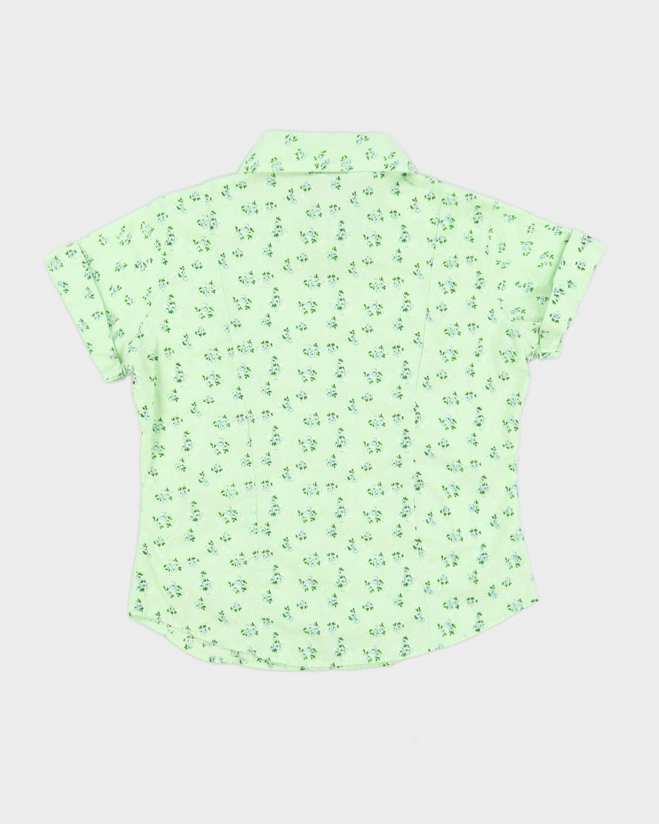 90s Green Floral Shirt - S