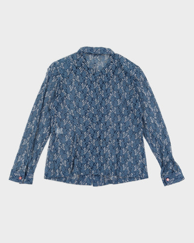 Blue Lace Long Sleeved Shirt - S