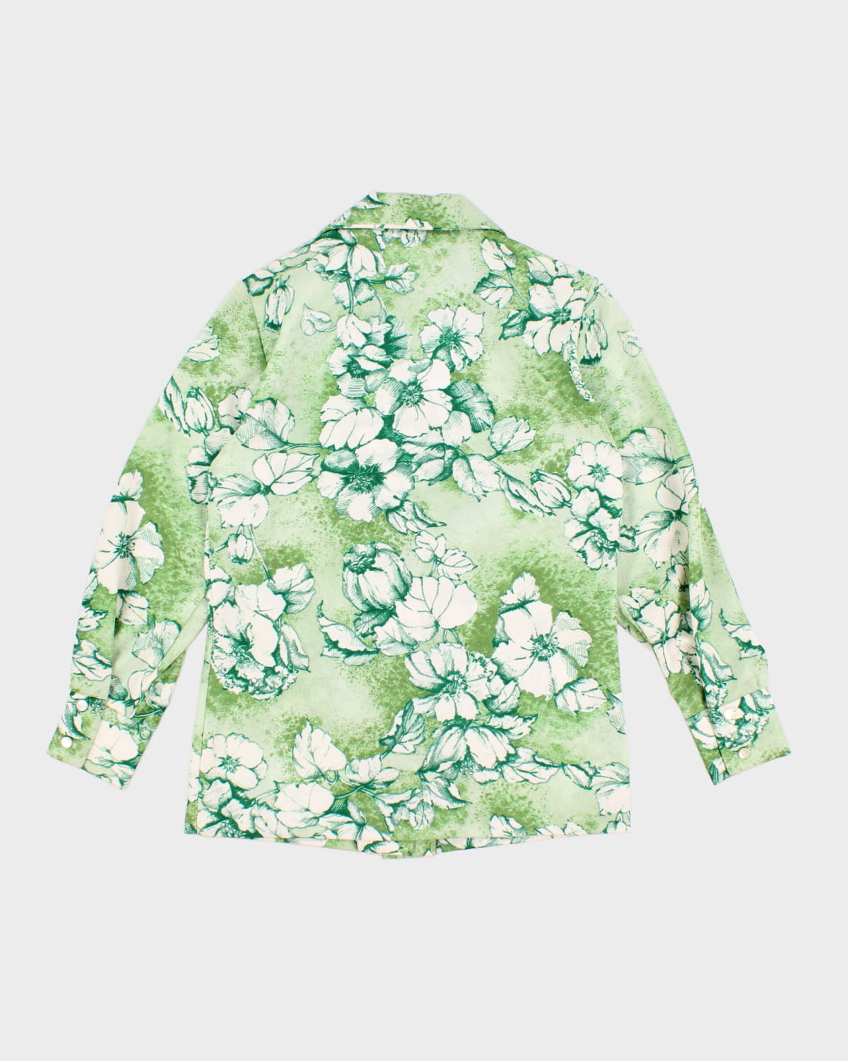 Vintage 70s Floral Green Shirt - S