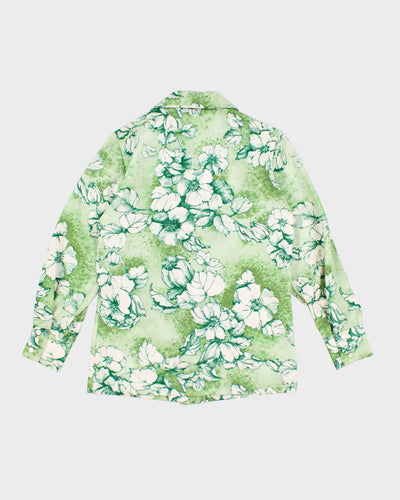 Vintage 70s Floral Green Shirt - S