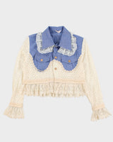 Vintage Lace Cropped Shirt - M