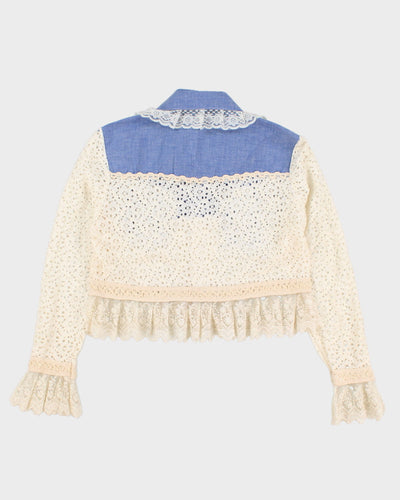 Vintage Lace Cropped Shirt - M