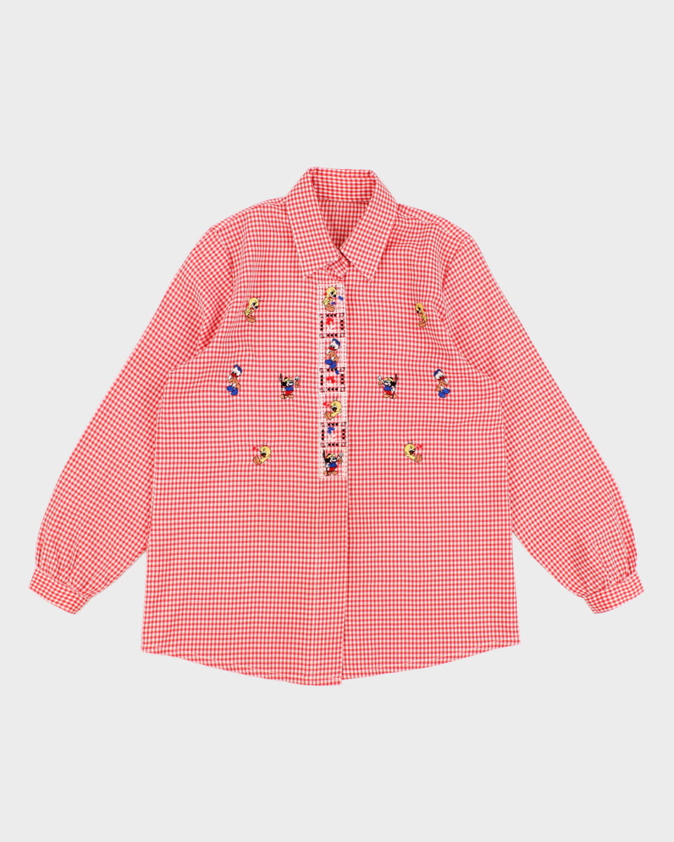 70's Vintage Disney Women's Check button up shirt - S