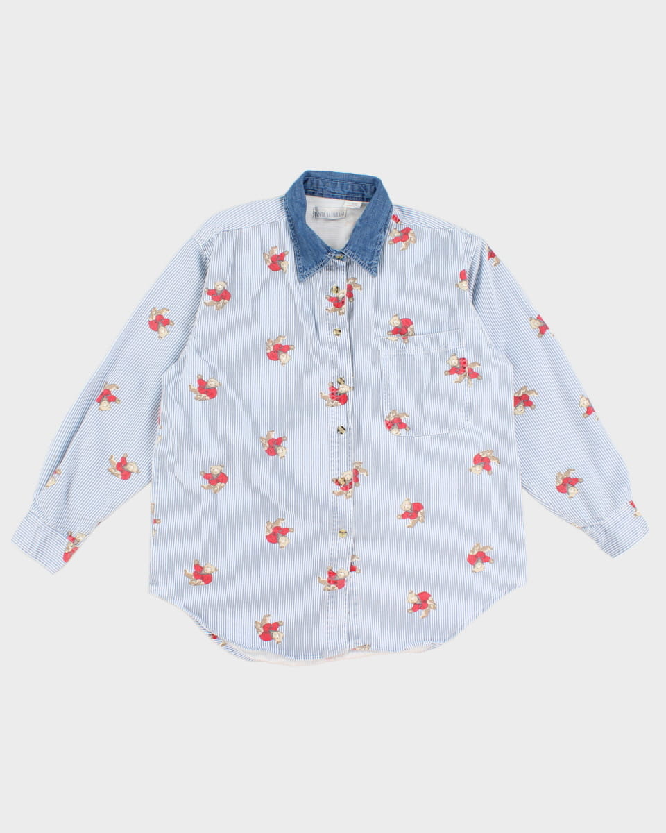 Woman's 90's Teddy Bear Striped Shirt - M