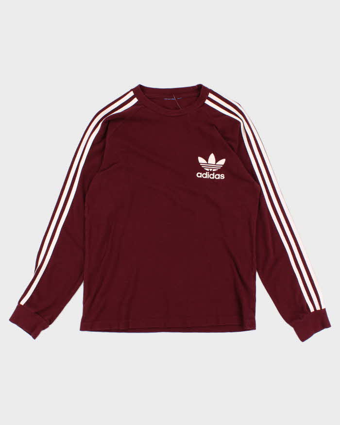 Womens Burgundy Adidas Long Sleeve Shirt - M