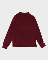 Womens Burgundy Adidas Long Sleeve Shirt - M