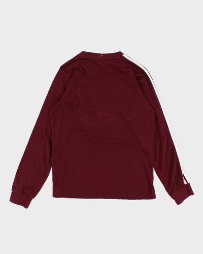 Womens Burgundy Adidas Long Sleeve Shirt - M