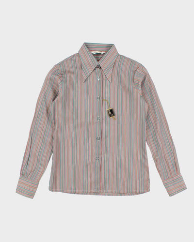 Deadstock Womens Vintage 1970s Jean Pierre Pink and Blue Striped Shirt - XS