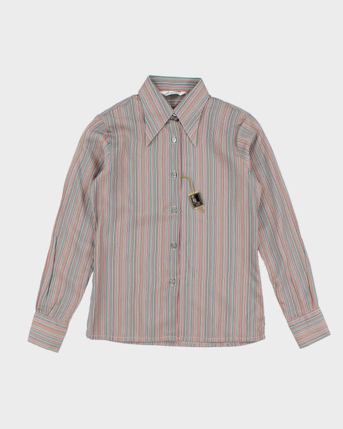 Deadstock Womens Vintage 1970s Jean Pierre Pink and Blue Striped Shirt - XS