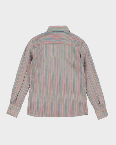 Deadstock Womens Vintage 1970s Jean Pierre Pink and Blue Striped Shirt - XS