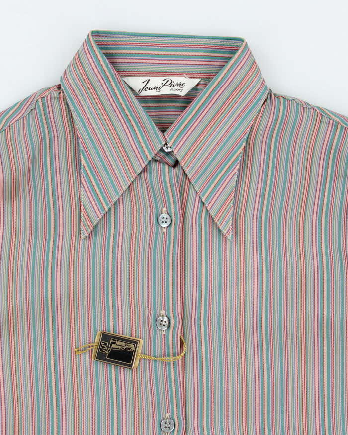Deadstock Womens Vintage 1970s Jean Pierre Pink and Blue Striped Shirt - XS