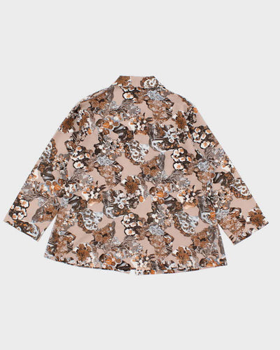 Womens 1990s Brown Floral Button Up Shirt - S