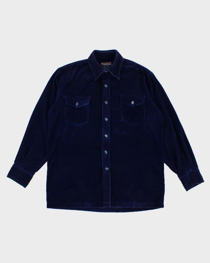 Indigo Blue Corduroy Button Up Shirt - M