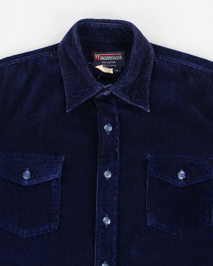 Indigo Blue Corduroy Button Up Shirt - M