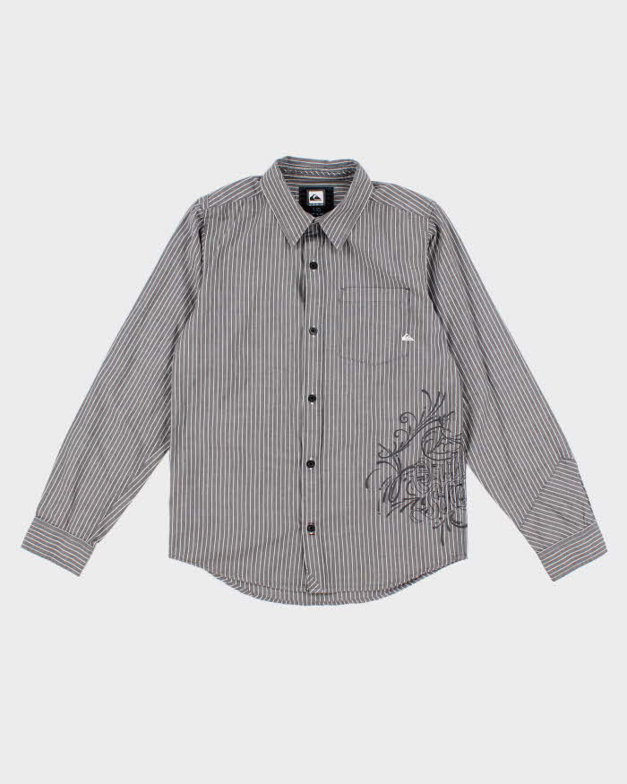 Quicksilver Grey stripped Embroidered Shirt - S