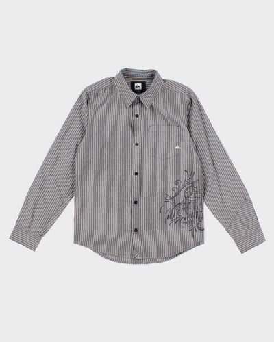 Quicksilver Grey stripped Embroidered Shirt - S