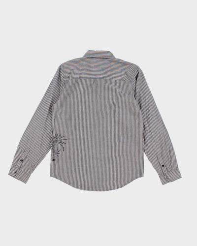 Quicksilver Grey stripped Embroidered Shirt - S