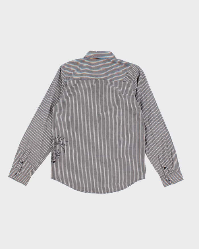 Quicksilver Grey stripped Embroidered Shirt - S