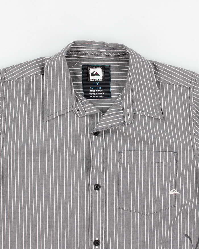 Quicksilver Grey stripped Embroidered Shirt - S