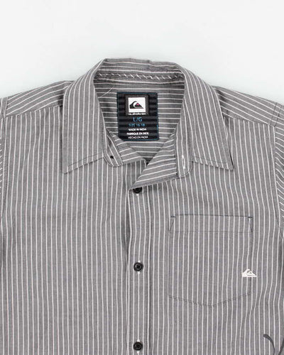 Quicksilver Grey stripped Embroidered Shirt - S