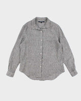 French Connection Grey Stripe Long Sleeve Linen Shirt - M